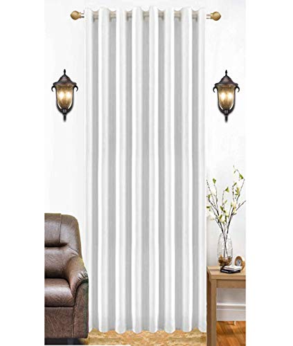 Image of Polyester Eyelet Long Door Curtain, Solid Plain Light Filtering Curtain for Bedroom, Living Room & Home Office, 9 Feet (108 x 48 Inch), White, Pack of 1