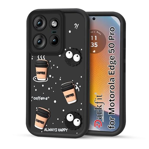 Image of Back Case Cover Compatible with Motorola Edge 50 Pro 5G | Cute Fun Cartoon Ball 3D Coffee Silicone Case | Body Protection | Camera Protection | Shock Proof | Color Black | Pack of 1