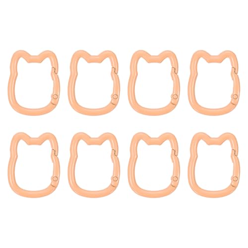 Crochet à ressort chat mignon PATIKIL orange clair, 8 mini anneaux pour sac
