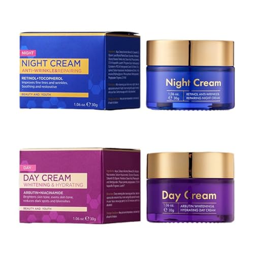 Set De Crème Essence Jour Et Nuit, Crème De Jour Pour Éclaircissement Et Hydratation Profonde, Crème De Nuit Anti-Rides Et Réparation Cutanée, Soin Complet Pour Une Peau Lumineuse Et Régénérée