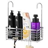 SHANSHUI Shower Hanging Caddy, Bathroom Shower Organizer Basket, Shampoo Bracket, Over Door Showers Rack with Hooks, 304 Stainless Steel Rustproof