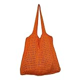 Generic Stricktasche Reisenetztasche Strohtasche Damen Country Stricktasche Strandtasche Tasche Intelligentes Kabel (Orange, One Size)