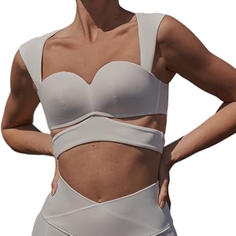 ISOLAY Women Multicolor Sexy Open Back Strappy Sports Bra Comfortable Lightweight Crop Cute High Impact Tank Tops (M,Style B,Medium) Cover