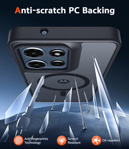 Image of FNTCASE for Moto G 2026 /2025 Case: Matte Translucent Moto G Play 2026 Phone Cases with Screen Protector Lens Protection Compatible with Magsafe Rugged Protective Cell Cover (Frosted Black Magnetic)