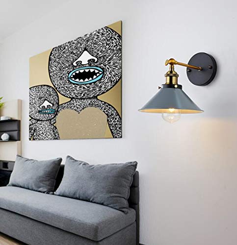 Image of ANYE Wall Sconces with UL Plug-in Button Black Cord Retro Minimalist Style Macaron Grey Iron Lampshade Decor Lights Fixtures for Loft Cabinet Kitchen Hotel Bulb Sold Separately