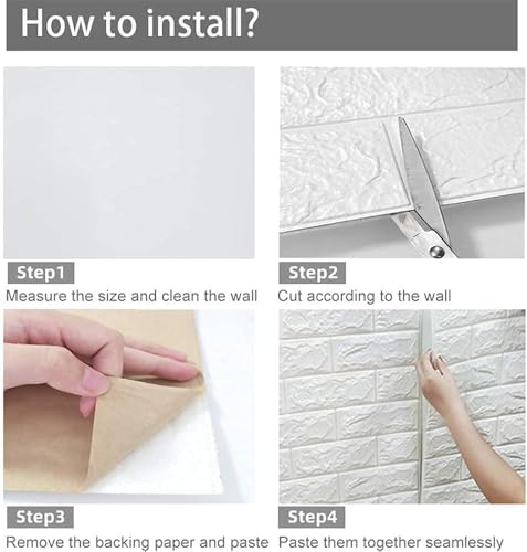 Image of TEKCOOL Self-Adhesive Waterproof PE Foam 3D Wall Panels Wallpaper Sticker for Bathroom, Living Room, and Home Decoration (70 x 77cm, Appx. 5.8Sq Feet)-20 Piece'