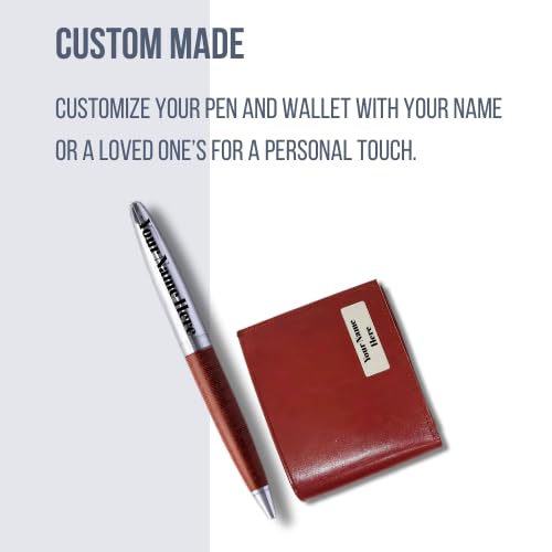 Image of 2 in 1 Personalized Office Gift Set of Pen and Card Holder with Your Name Engraved, A Gift for All Corporate and Personal Occasions (Tan)