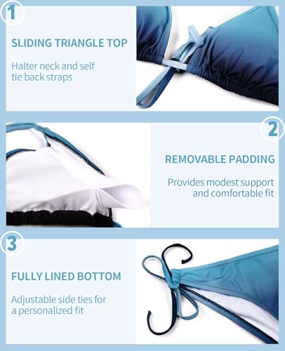 CharmLeaks Women Halter Bikini String 2 Piece Triangle Swimsuit Tie Side Swimwear4