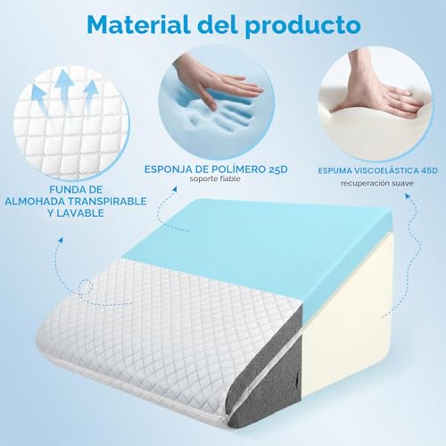 Almohada de dormir ajustable con espuma viscoelástica y soporte 4