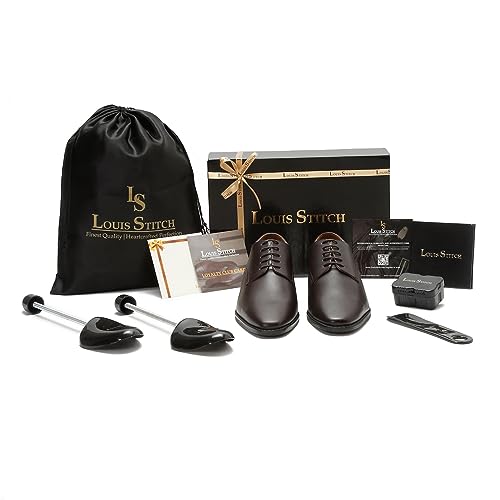 Image of LOUIS STITCH Men's Handmade Italian Leather Derby Formal Lace Up Shoes for Men (LSRXPL)