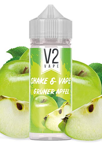 V2 Vape Grüner Apfel Shake and Vape hochdosiertes Premium Aroma-Konzentrat zum selber mischen mit Base. Zum direkt dampfen, ohne Reifezeit 20ml 0mg nikotinfrei