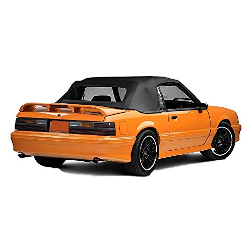 AutoBerry Compatible Ford Mustang Convertible Soft Top Replacement & Glass Window Vinyl 1983-1990 (Black)