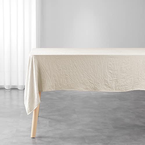 Douceur d'Intérieur Suzy Natural Rectangular Tablecloth 140 x 240 cm Microfibre Washed, 94.5 x 55.1 inch (Rectangular)