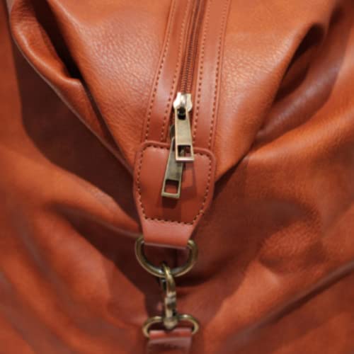 Leather Travel Bag Vacation Luggage Duffle Waterproof Overnight Weekender Bag for Men and Women Airplane Personal Item Large Compartment Day Trip Travel Tote Duffel Carry On Bag (Brown)2
