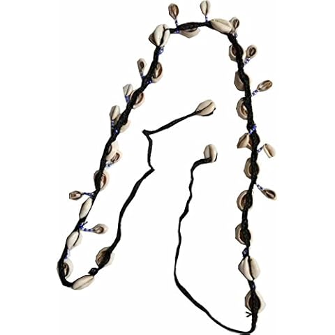 KVR Ethnic Rustic Fashion Party glass bead shell work handmade threadwork girl ladies teen waist belt (Black-4) Cover