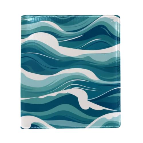 Funda para libros grande Ocean Waves de piel sintética para llevar al café o la universidad