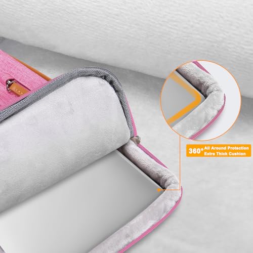 Image of MOSISO 360 Protective Laptop Case 15 inch, 15 inch Laptop Sleeve Compatible with MacBook Air M4 M3 M2 2025 2024 2023, Dell XPS Plus, Side Open Carrying Case with 4 Zipper Pockets&Handle, Rose Red
