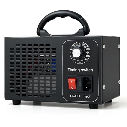 Generateur Ozone, 60000mg/h Unité D'Ozone Avec Minuterie De 60 Minutes, Affichage De La TempéRature Et De L'Humidité, Purification De L'Air Et DéSodorisation
