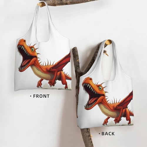 Canvas Tote Bag for Women Shoulder Tote Purse Reusable Grocery Bag Pterodactyl Dinosaur Aesthetic Shopping Bags3