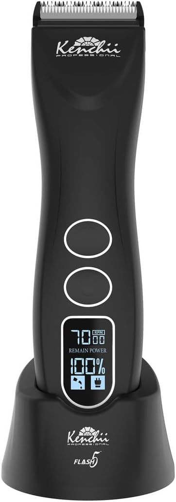 Kenchii Flash 5 Wolf Limited Edition - 5-in-1 Digital Cordless Clipper - Precision Pet Grooming: Trim, Shape, and Style Effortlessly USB-C Charging (Black)