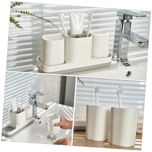 OFFIGAM シンプル設計 歯ブラシラック 非滑り底付き 歯磨き粉収納対応 バスルーム用多機能ホルダー ホワイト