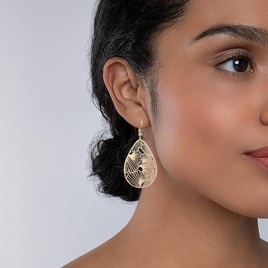 Ginko Leaf Earrings for Women Gold Leaf Earrings Fashionable Bohemian Ginkgo Leaf Dangle Earrings Jewelry - Image 6