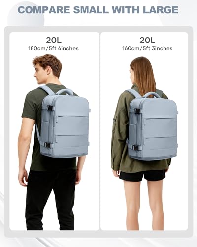 Image of coowoz Travel Backpack Carry On for Women Man Gym Backpacks with Laptop Compartment Mochila de Viaje Teacher Personal Item Backpack Airplane Accessories Must Haves Grey Blue 20L