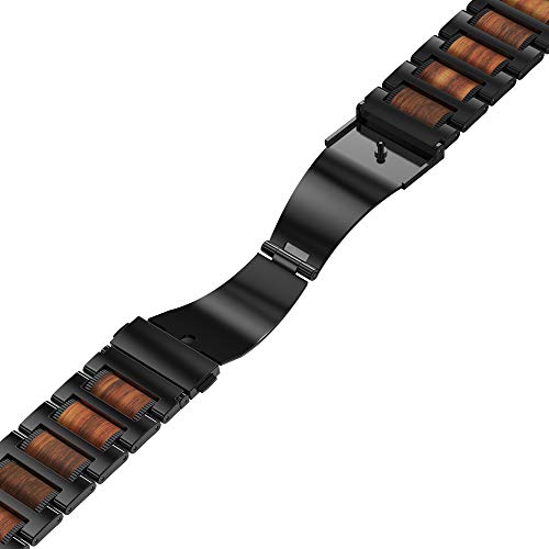 Iiteeology Compatible With Apple Watch Band 49Mm 45Mm 44Mm 42Mm, Natural Wooden Stainless Steel Link Bracelet Strap For Apple Watch Ultra & Se Series 8 7 6 Series 5 4 3 2 1 - Black #TOP5