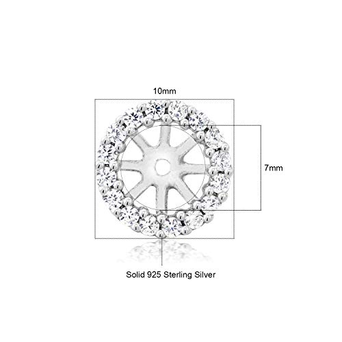 Gem Stone King 925 Sterling Silver White Zirconia Women Earring Jackets For 7.00MM Round Cut Studs4
