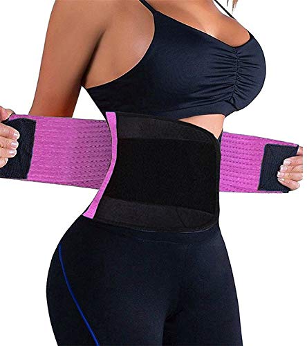 QEESMEI Women's Waist Trainer Belt - Waist Cincher Trimmer - Slimming Body Shaper Belt - Sport Girdle Belt for Weight Loss (Purple,Medium)