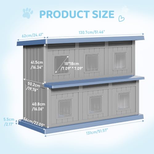 Image of Fancyango Cat House Bed Cave, Dual-Layer Large Cat Houses for Outdoor Cats