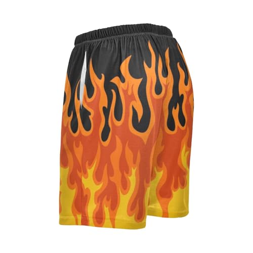 Laprad Men's Pajama Shorts Lounge Sleep Shorts Soft Pajamas Bottoms Fire Flame with Pockets & Drawstring 5