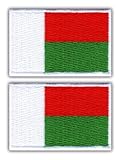 Set mit zwei Flaggen von Madagaskar – zum Aufbügeln auf der Rückseite – bestickter Aufnäher/Abzeichen/Emblem