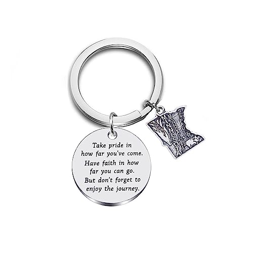 JJTZX Long Distance Gift Take Pride in How Far You Have Come Keychain USA Map Key Chain Graduates Gifts for Her (Minnesota)