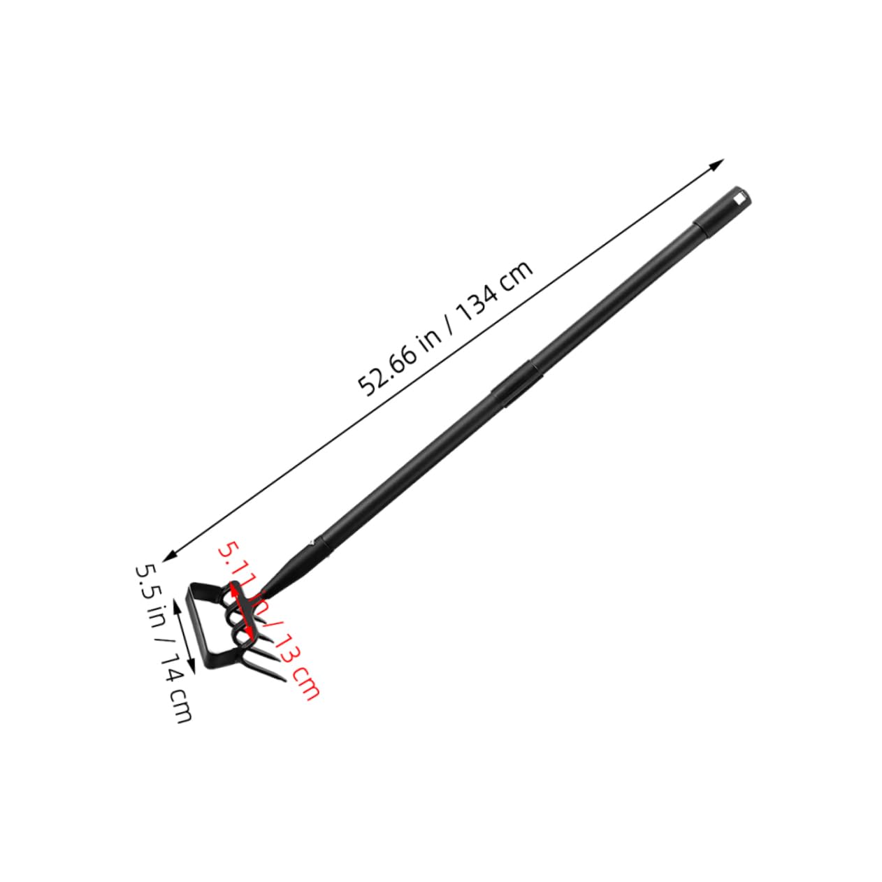 DOITOOL Azada de Estribo y Rastrillo de Jardín de Acero Inoxidable Negro, Herramienta Portátil para Hacer Zanjas y Eliminar Malas Hierbas en Jardinería Exterior