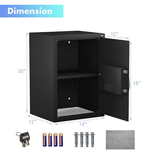 Safstar Electronic Digital Safe, Large Sized Solid Steel Security Keypad Lock Box For Home Office Hotel Business, Jewelry Cash Money Passport Gun Cabinet (14" X 12" X 20") #TOP6