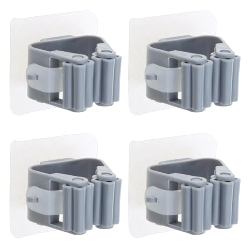 Yjcnelcr Mopp- und Besenhalter, Wandhalterung, Besengreifer, hält Klebebohrbesen und Kehrschaufel, 4 Stück