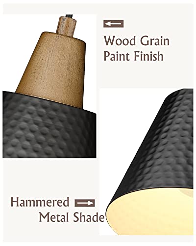Femila Farmhouse Pendant Light, Modern Kitchen Pendant Lighting Over Island, 1-Light Hanging Lamp With Hammered Metal Shade, Black,4Fg59Mil Bk #TOP4