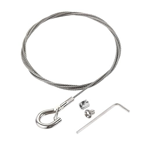 Image of uxcell Picture Hanging Wire Kit, 4Set 1M Adjustable Hanger Wire Hook for Home Art Gallery Picture Kit, Load 66 Lbs, with Fixing Screws and Wrench