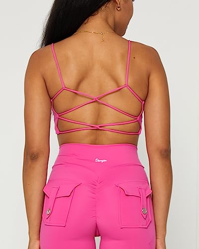 Image of Danysu Backless Sports Bra Soft Workout Tops with Removable Padded Yoga Training Bras Strappy Going Out Top