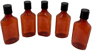Caribbean Coastal Delights Oval Pharmacy Plastic Bottles - 6 oz-Squeezable- Amber Liquid Medicine Bottle - Pack of 5