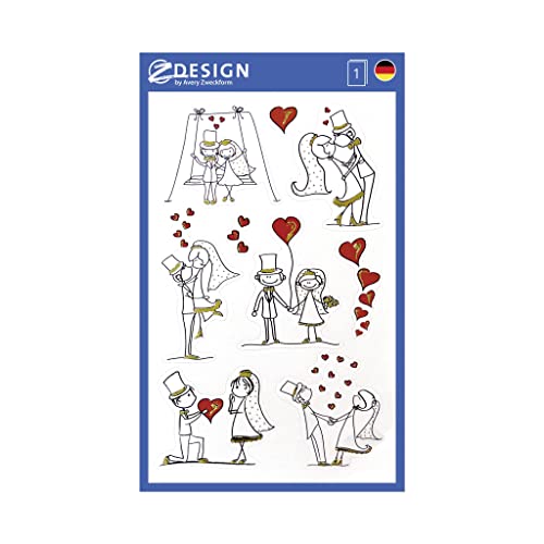 Avery 55181 decoração, casamento, recém-casados, material de papel, 2 folhas, 16 etiqueta