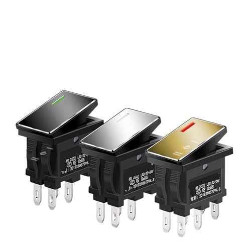 Interrupteur à bascule KCD1 7A 6 broches avec voyant LED rouge vert 12V 24V 220V