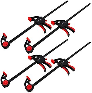 Bar Clamps Set 4PCs, MAXPOWER 24/600mm Quick Grip Ratchet F Clamps, 31-1/2/800mm Spreader Clamp, Quick Release and One-Handed Clamp Set for Woodworking and DIY Projects