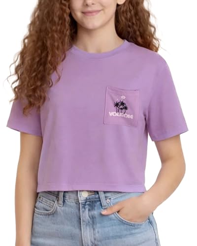 Image of Volcom Girls Shirts - Casual Crewneck Short Sleeve Graphic Tee Trendy Tops - Breathable Girls Summer Clothes