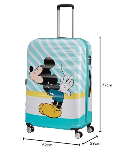 American Tourister Wavebreaker Disney – Spinner, Wielokolorowy (Mickey Blue Kiss), L(77 cm – 96 L), Spinner L (77 cm – 9