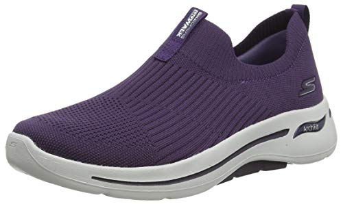 Skechers Performance Go Walk Arch Fit-Iconic, Zapatillas Mujer, Multicolor (Pur Black Textile/Trim), 41 EU