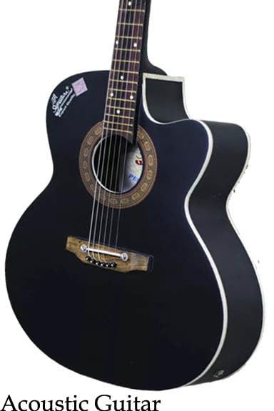 Image of Signature 40-Inch Matte Black Guitar - Built-in Truss Rod, AUX Output, 20 Frets