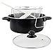 Zestaw patelni z nieprzywierającym chipem do smażenia głębokiego tłuszczu kosz garnek W szklana pokrywka i naczynia czarny 24 cm