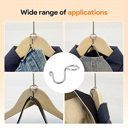 Kwokwei Metal Clothes Hanger Connector Hooks, 50Pcs Hanger Extender Hooks, Clothes Hanger Organizer Mini Space Saver Hangers Stainless Steel Hooks For Hangers Closet Wardrobe #TOP5
